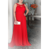 Vestido largo cuello encaje